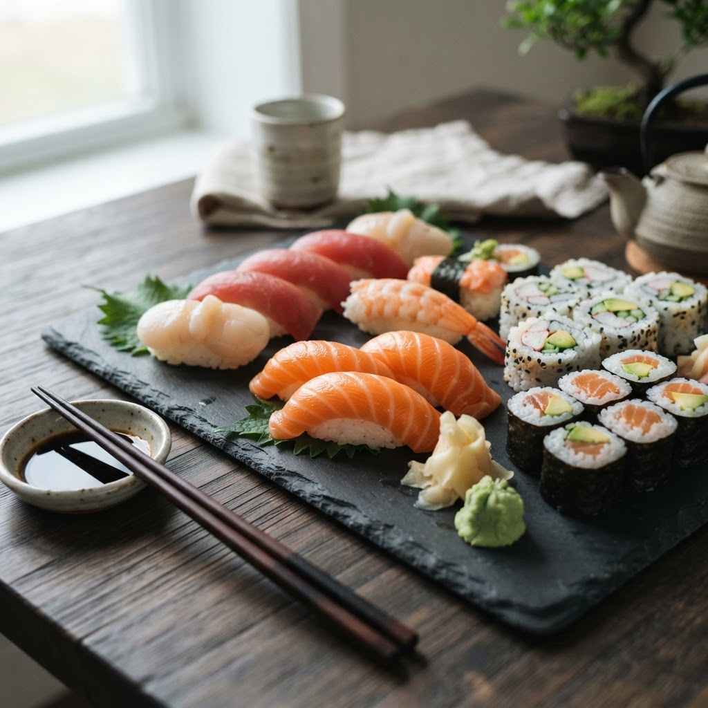 Girnilegur matur tilbúinn til afhendingar — Sushi